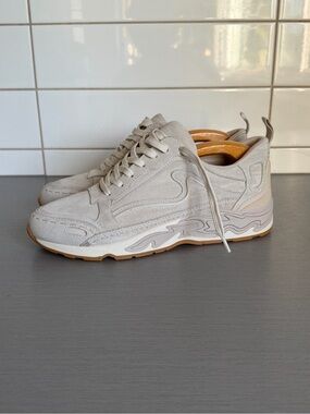 Sandro Flame Suede Sneakers in Light Beige with Gum Sole